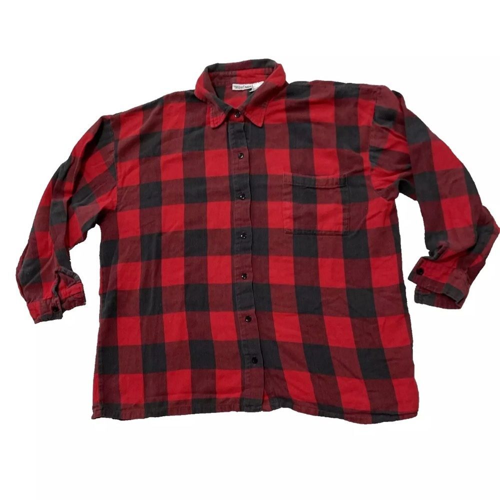 NEWPORT NEWS Plaid Flannel Shirt Womens L Red Black VTG 90s Y2k Retro Punk